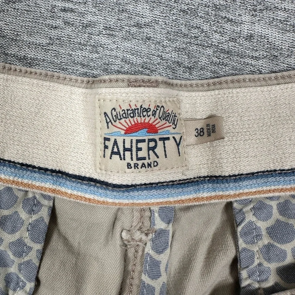 Faherty Island Life Chino Shorts Mens 38 Beige Organic Cotton Stretch Vacation